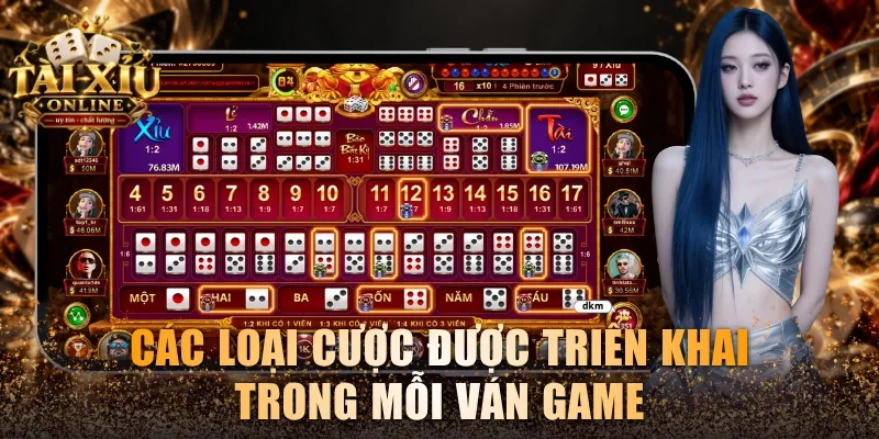 Các loại cược được triển khai trong mỗi ván game